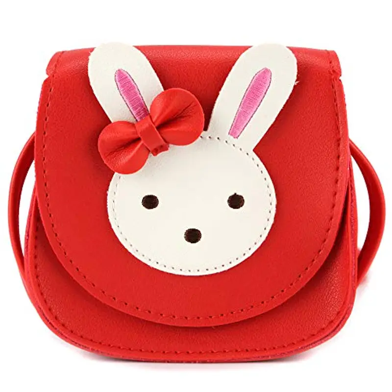 Ondeam Piccolo coniglio orecchio Bow Crossbody Purse, PU spalla borsa per bambini ragazze Toddlers(Red)
