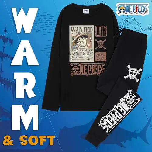 One Piece Pigiama Bambino - Pigiama Ragazzo in Cotone Lungo a Maniche Lunghe 7-14 Anni miniatura 3
