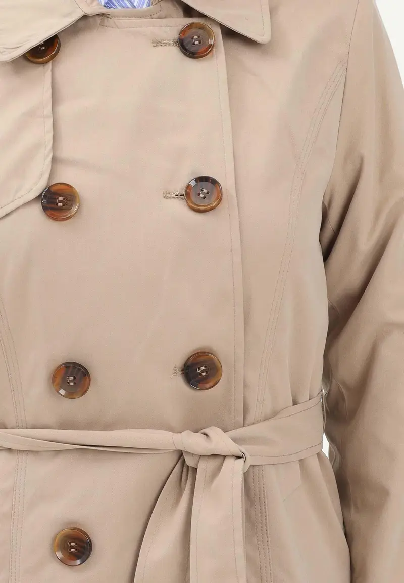 Only Giacca beige donna con cintura miniatura 3