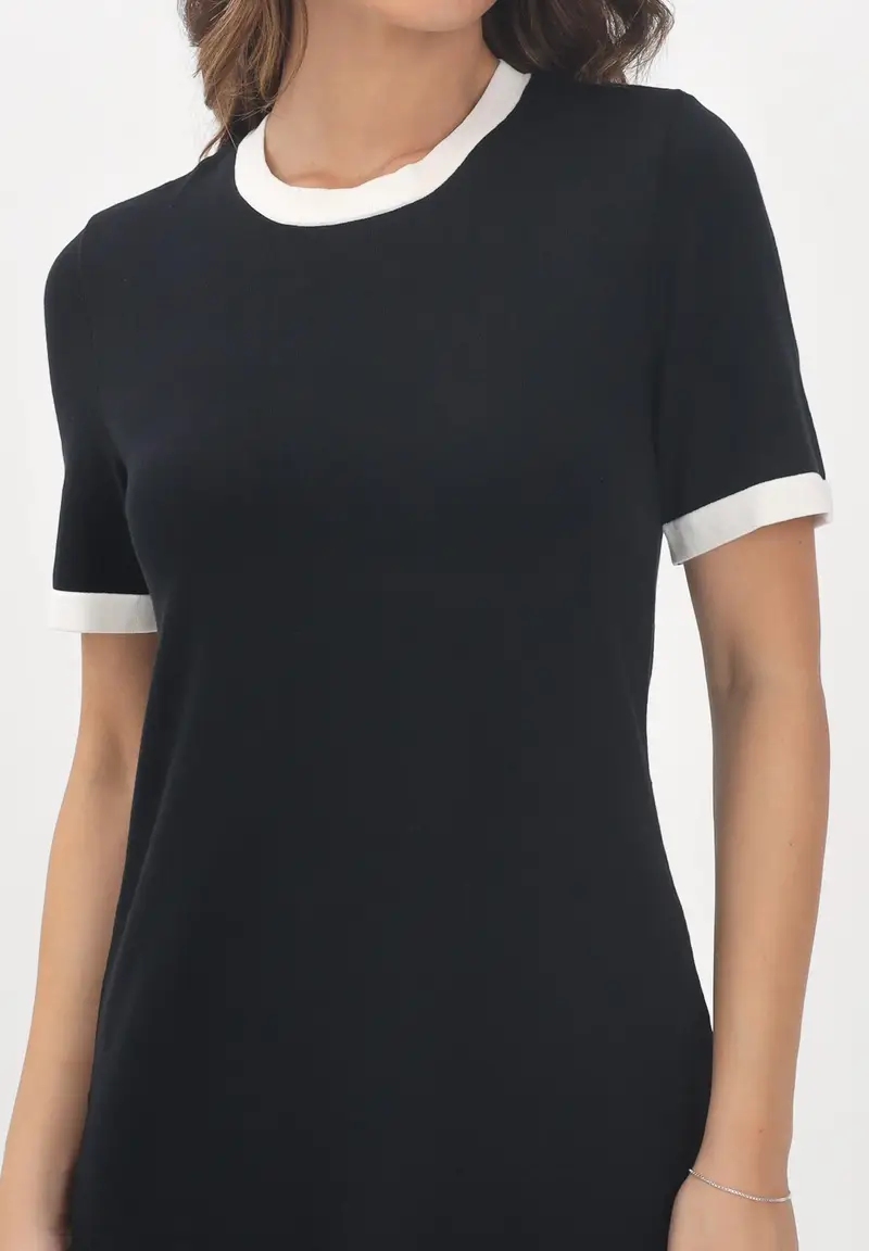 ONLY Abito corto nero da donna con profili in bianco miniatura 2