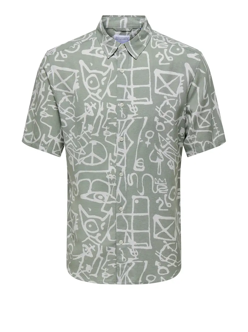 camicia fantasia only e sons da uomo - verde
