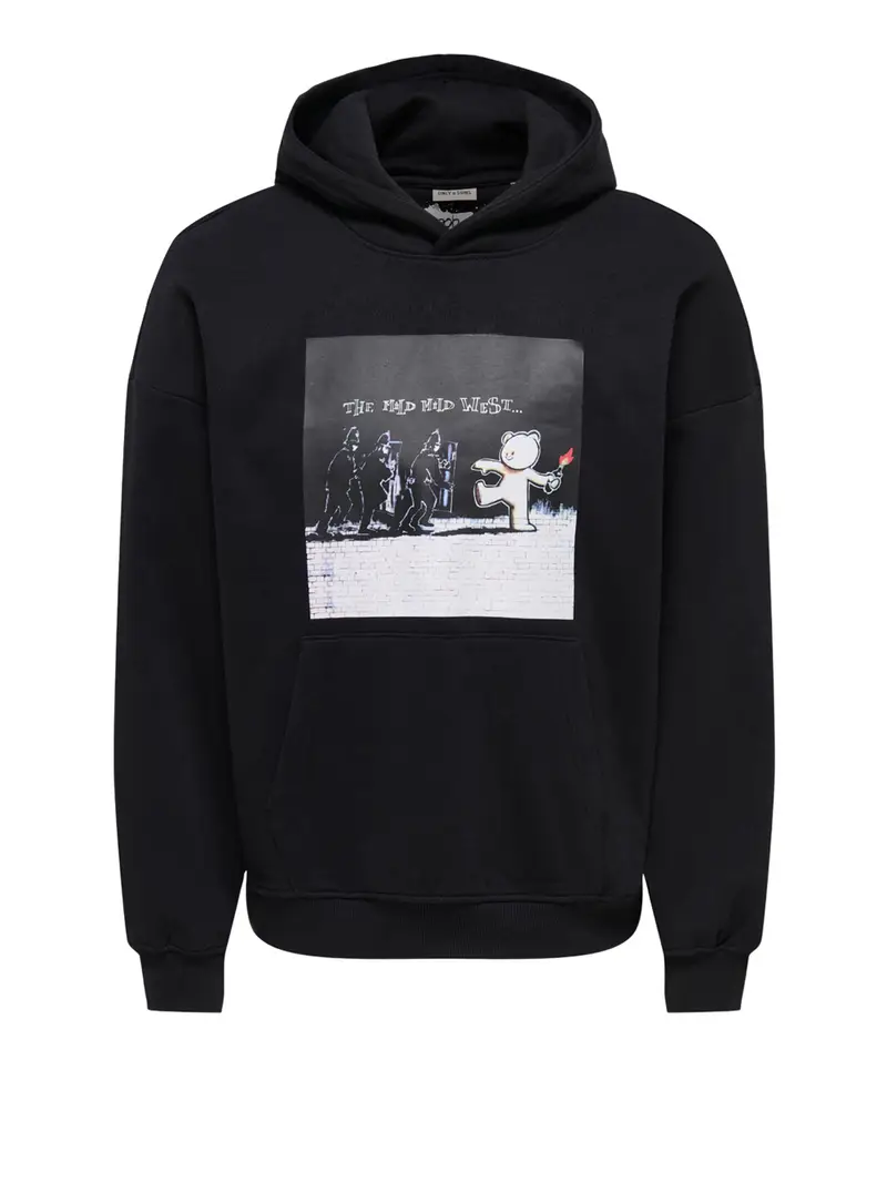 felpa cappuccio only e sons da uomo - nero