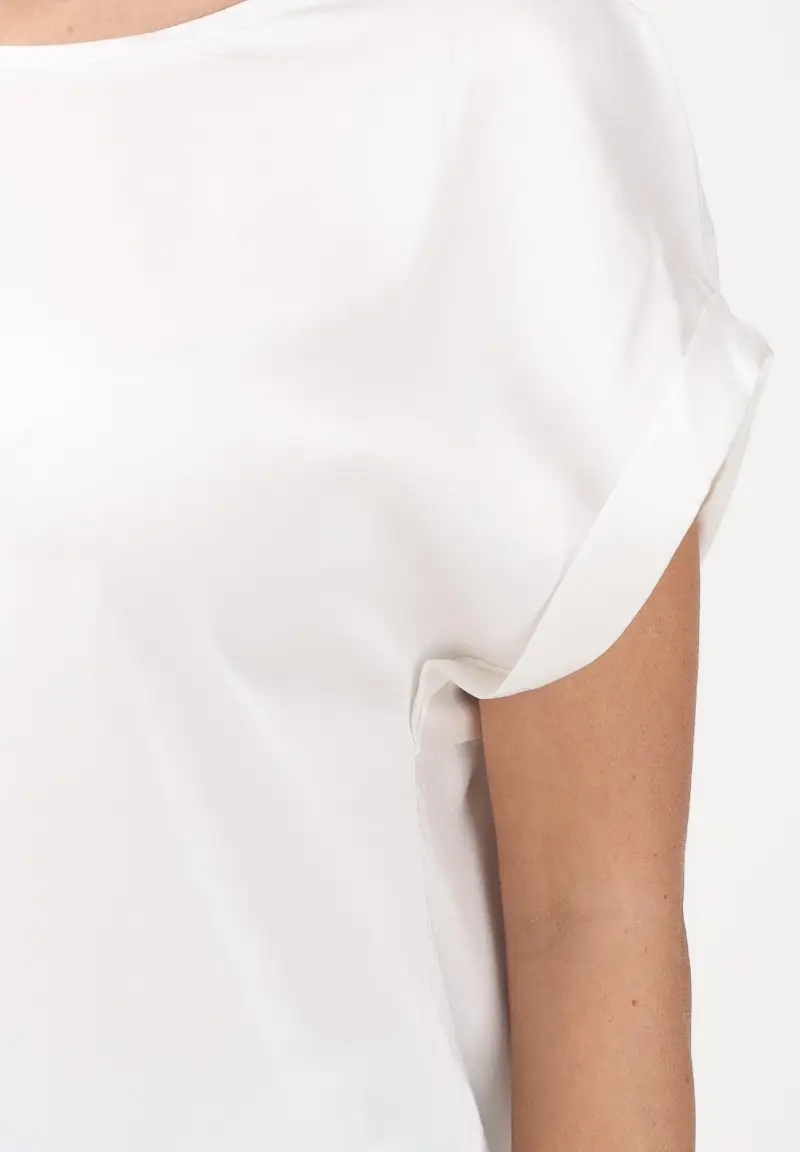 Blusa a manica corta bianca da donna miniatura 3