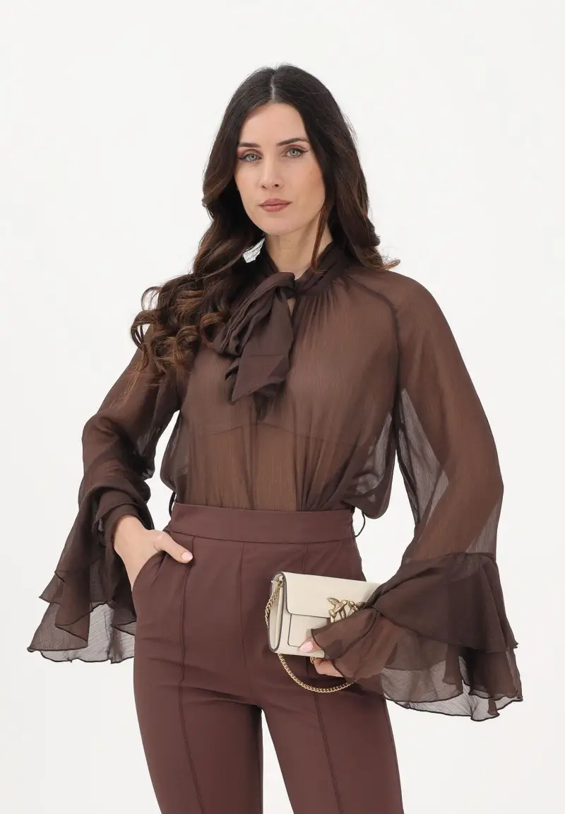 Blusa marrone da donna miniatura 2