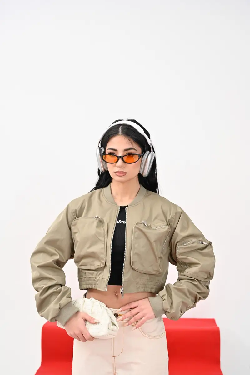 ONLY Bomber corto verde da donna miniatura 3