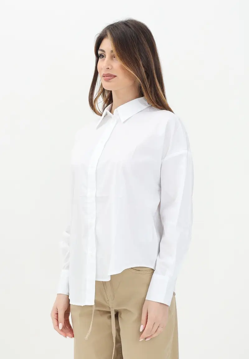 ONLY Camicia a manica lunga bianca da donna con fondo asimmetrico