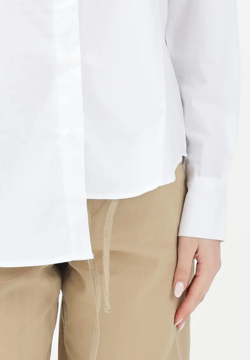 ONLY Camicia a manica lunga bianca da donna con fondo asimmetrico miniatura 2