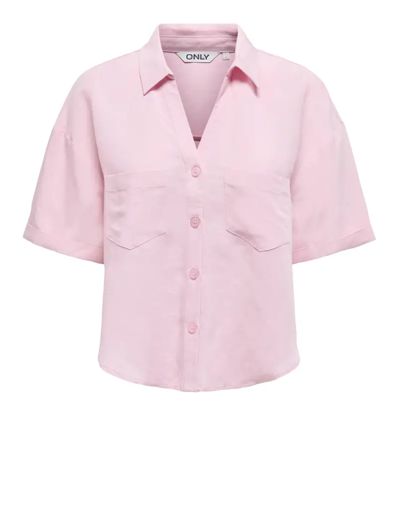 camicia only windy linen da donna - rosa