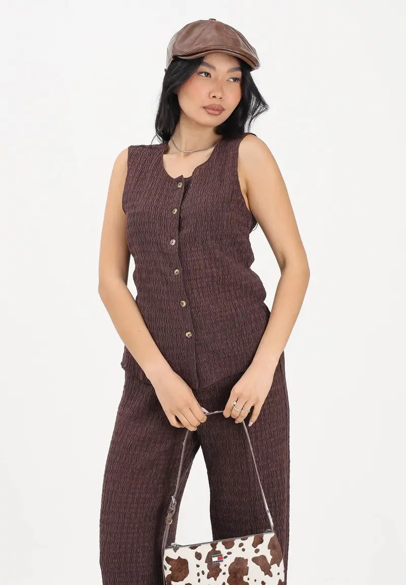 Canotta marrone da donna miniatura 2