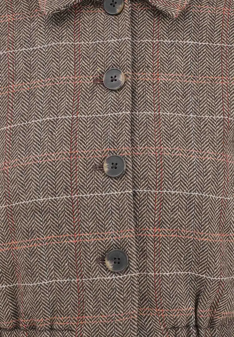 Cappottino da donna con motivo principe di Galles nelle tonalità beige-marrone miniatura 3