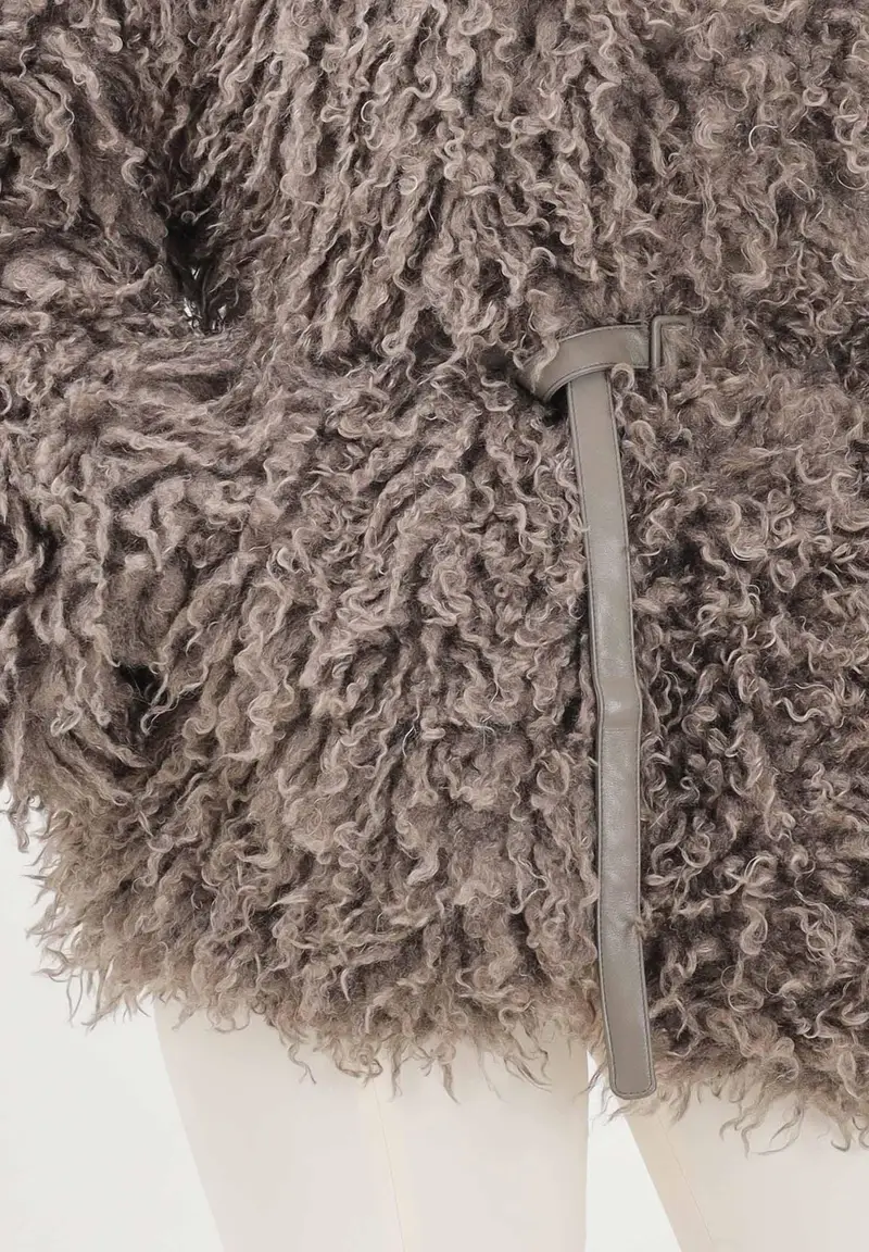 Eco-pelliccia color taupe da donna miniatura 3