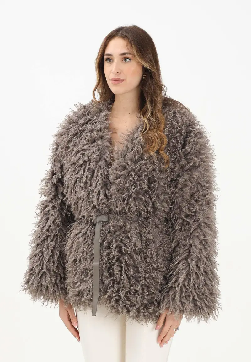 Eco-pelliccia color taupe da donna