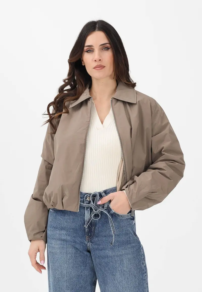 Giacca a vento marrone da donna miniatura 2