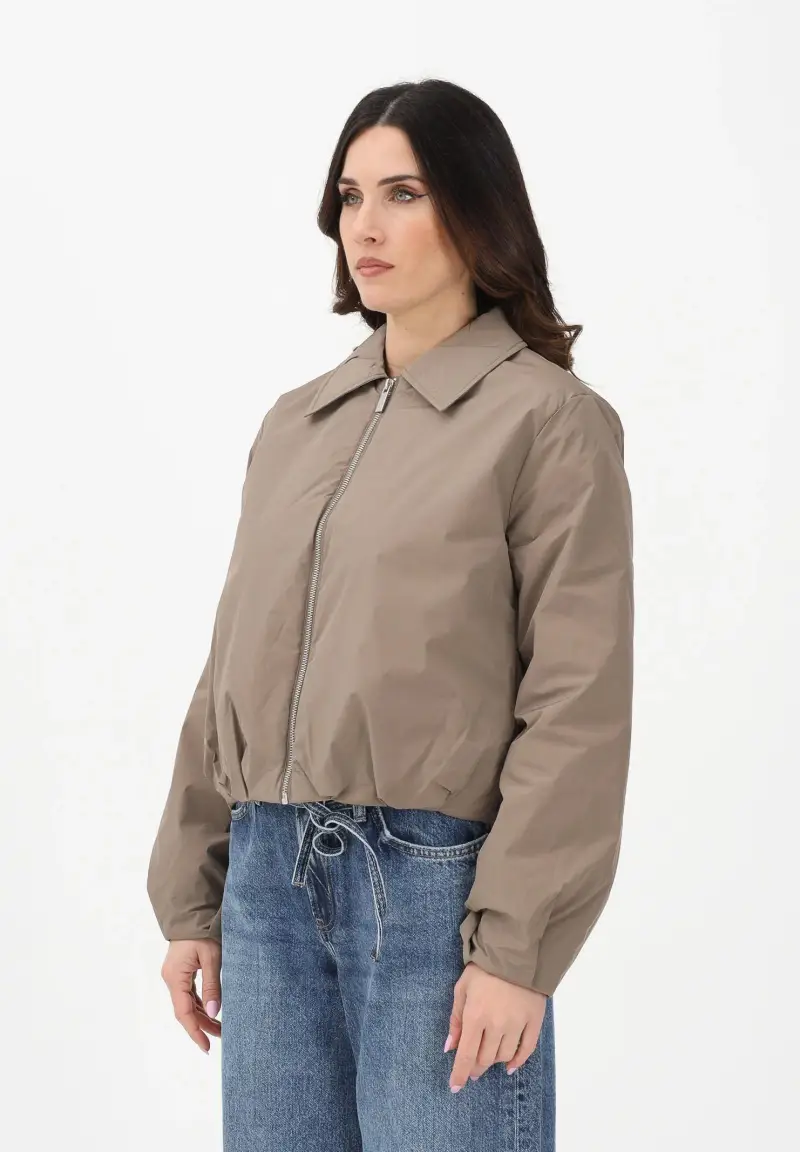 Giacca a vento marrone da donna