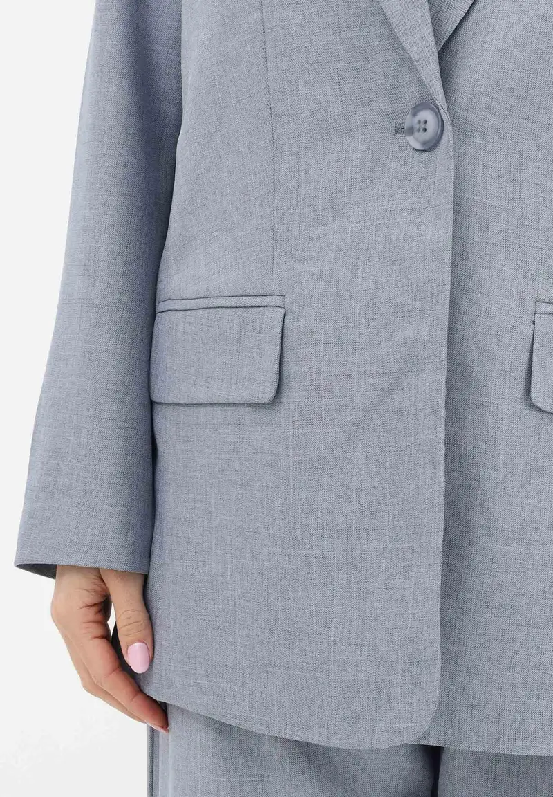 Giacca monopetto azzurro polvere da donna miniatura 3