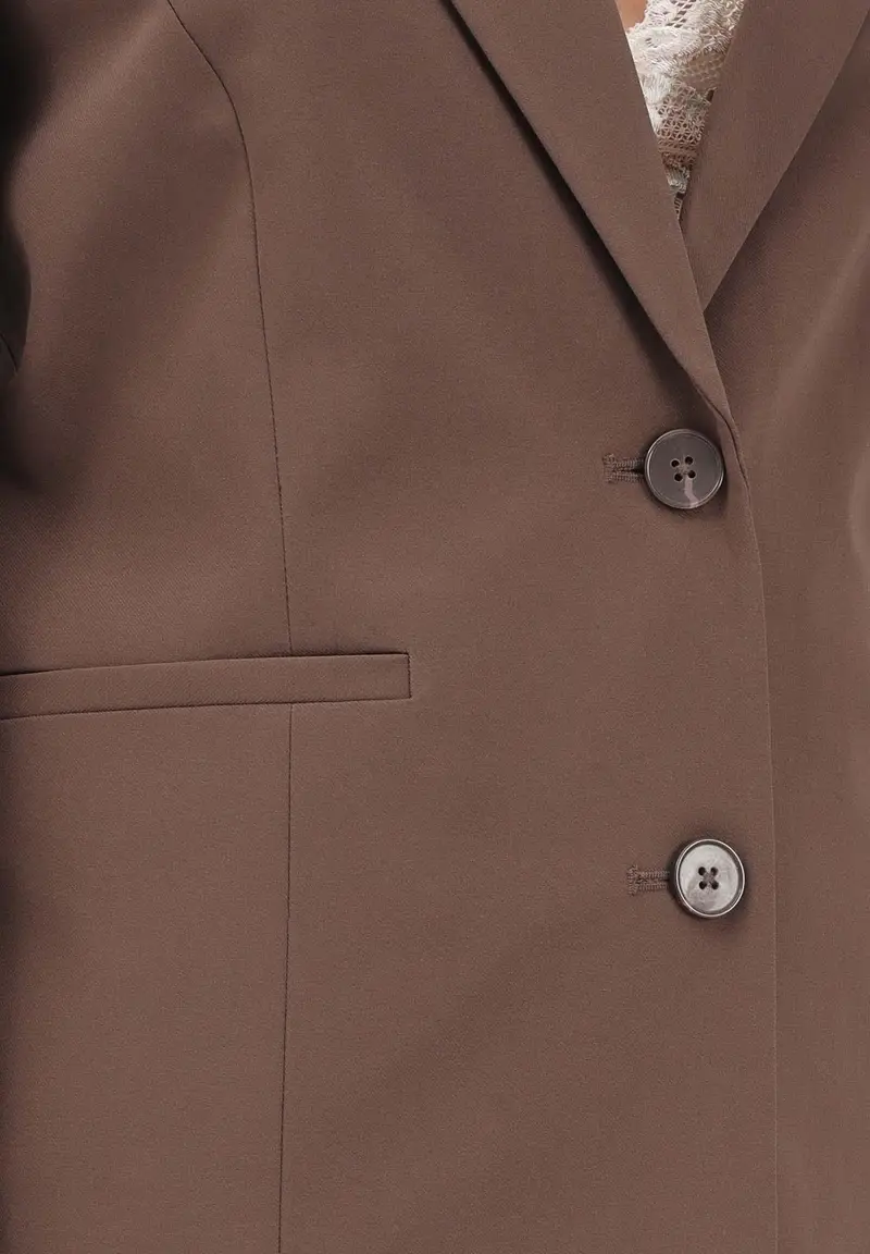 Giacca monopetto marrone da donna miniatura 3