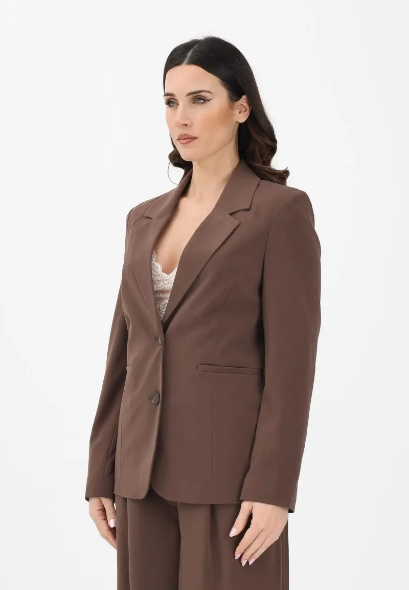 Giacca monopetto marrone da donna