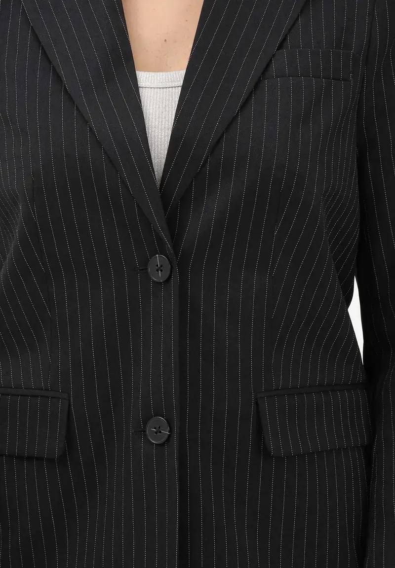 Giacca Reina nera da donna con motivo gessato miniatura 3