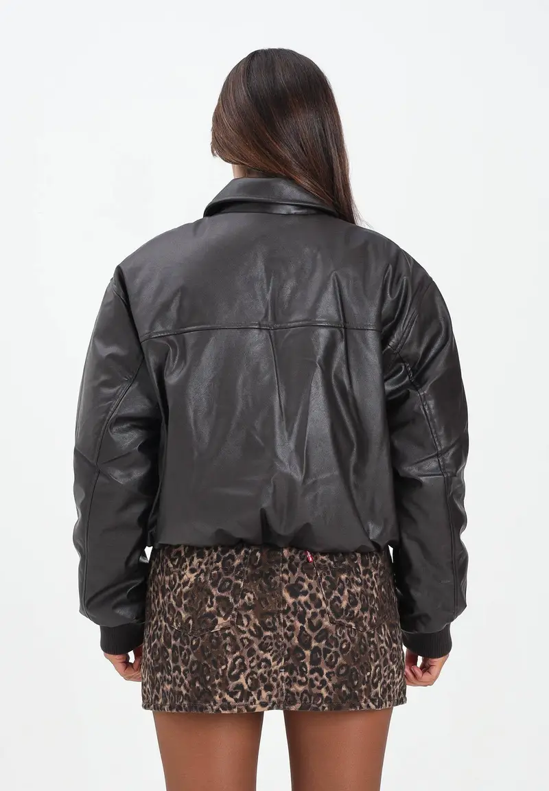 Giubbotto in ecopelle marrone da donna miniatura 3