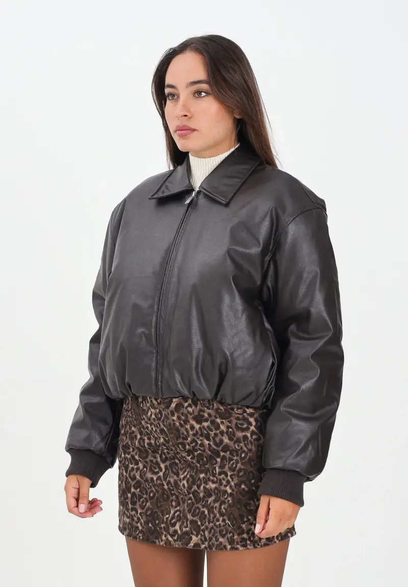 Giubbotto in ecopelle marrone da donna