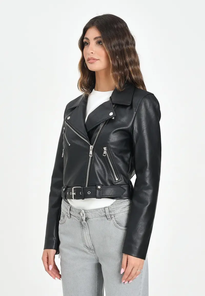 ONLY Giubbotto in ecopelle nero da donna