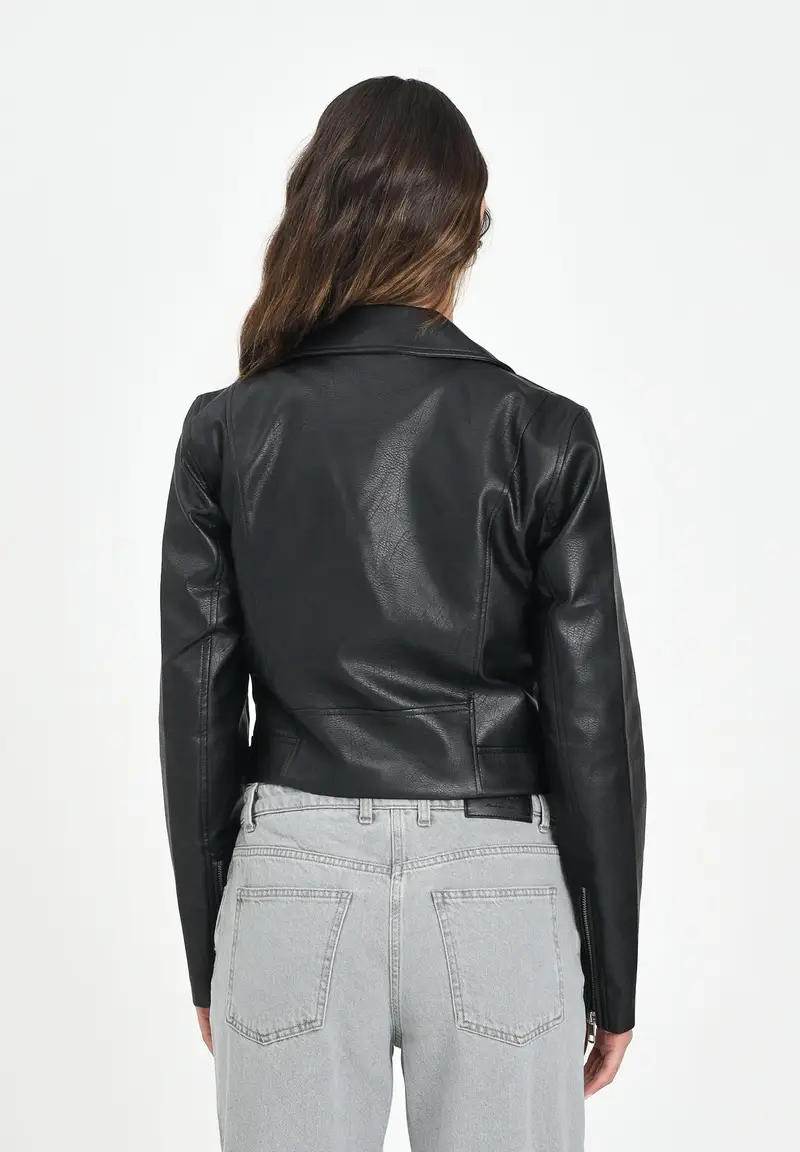 ONLY Giubbotto in ecopelle nero da donna miniatura 3