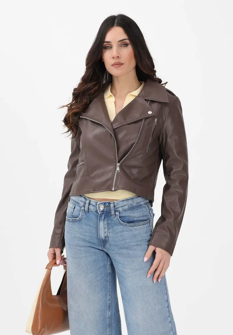 Giubbotto in ecopelle nero da donna miniatura 2