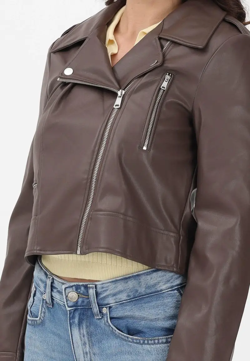 Giubbotto in ecopelle nero da donna miniatura 3