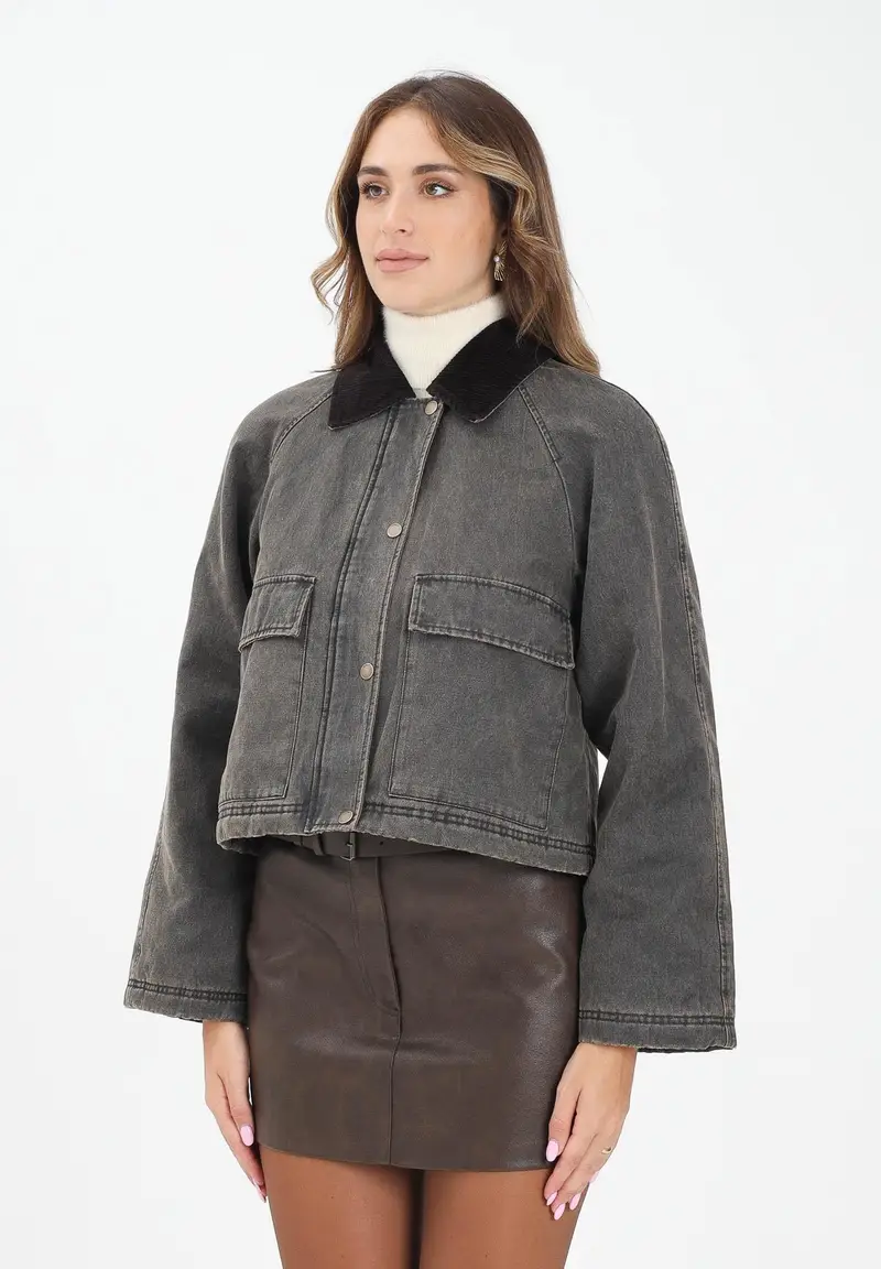 Giubbottoin denim scuro da donna