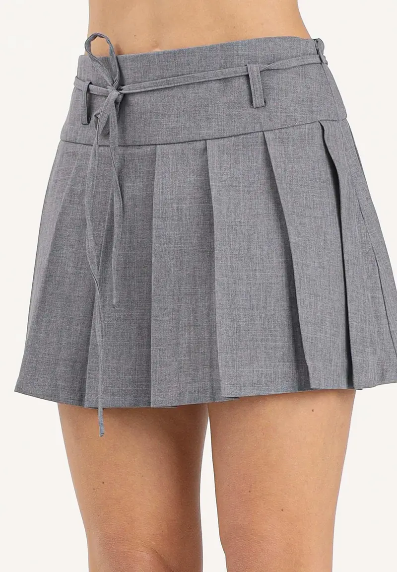 Gonna corta grigia da donna miniatura 3