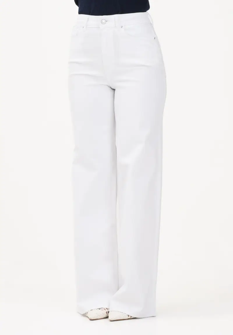Jeans bianco da donna a gamba larga