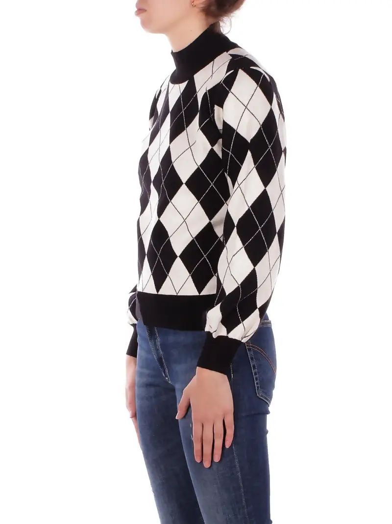 Maglia Donna ONLY Black white Onlanny ls jq o-neck knt miniatura 2