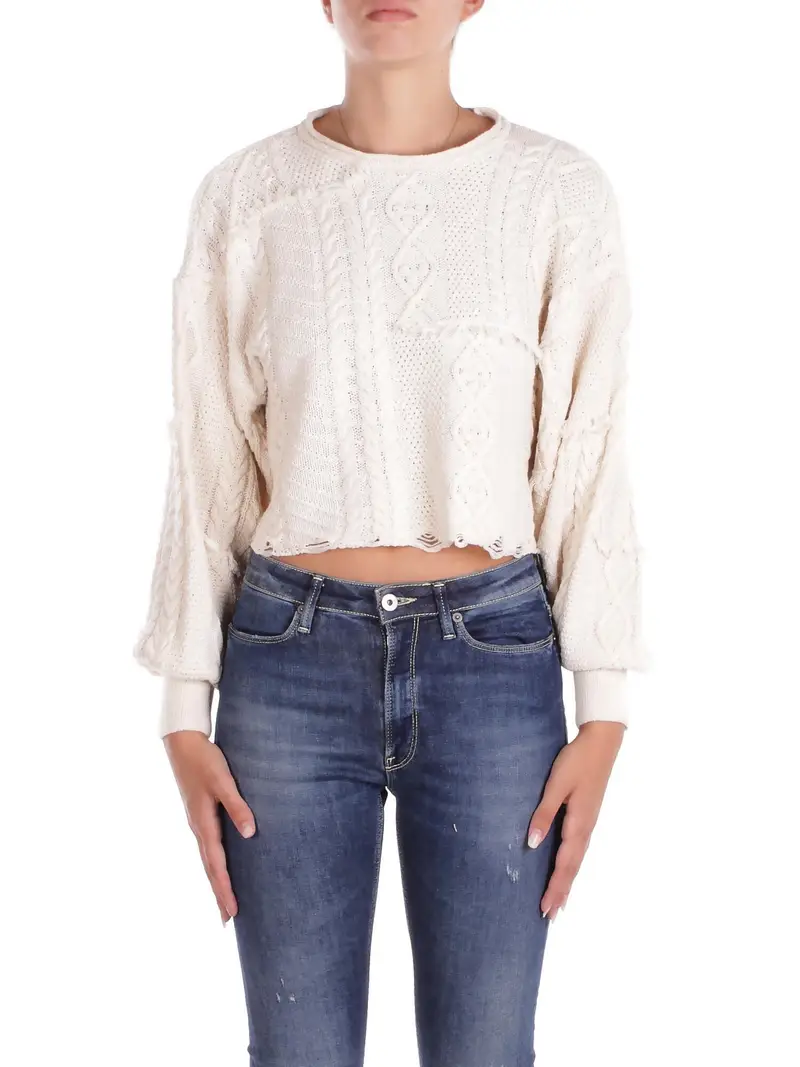 Maglia Donna ONLY Ecru Onldalia life ls fringe pull k