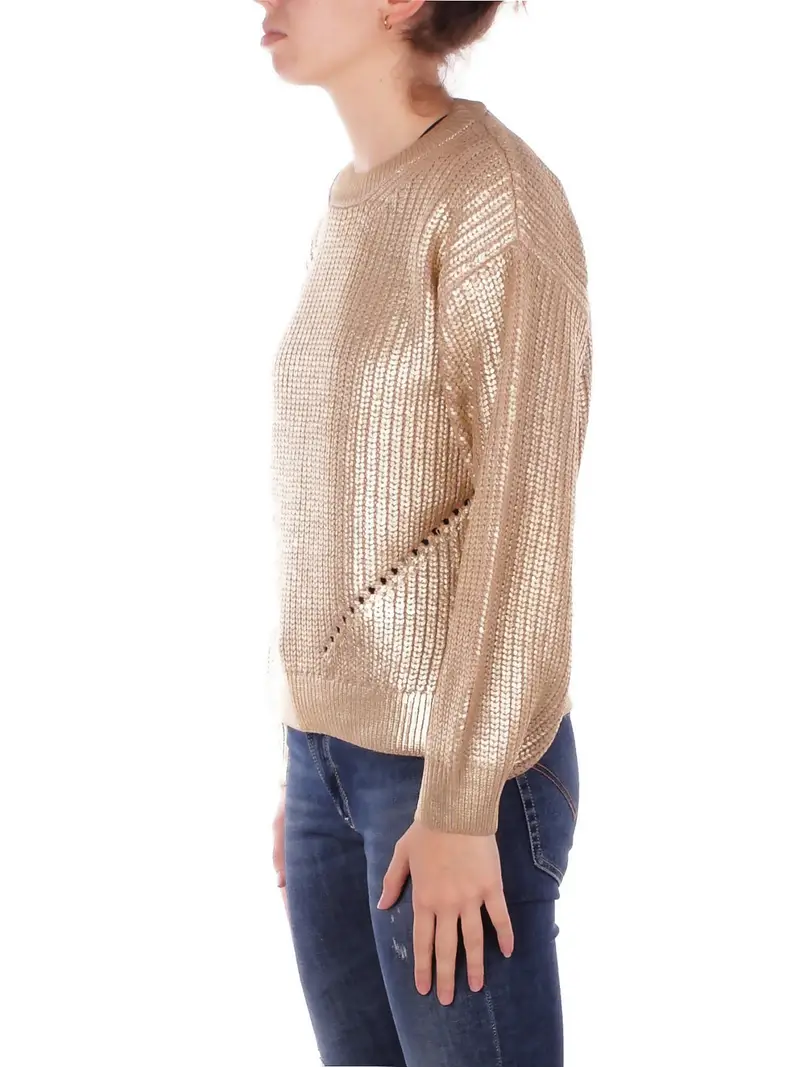 Maglia Donna ONLY Oro Onlkama ls foil rib pullover miniatura 2