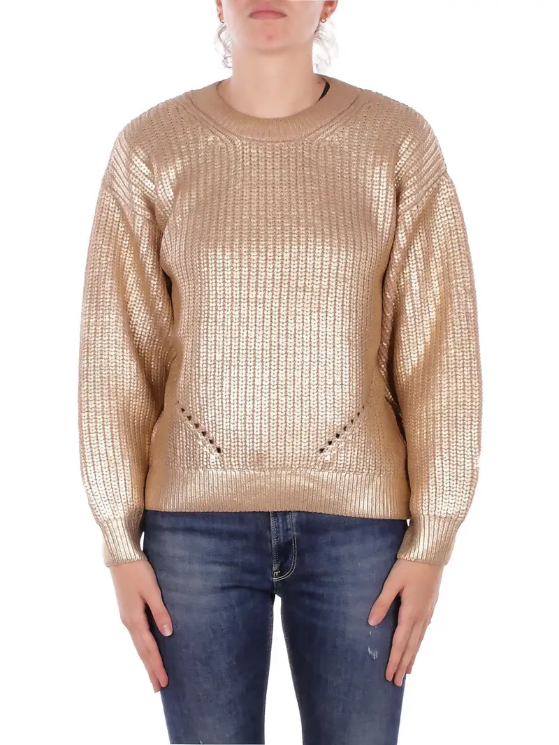 Maglia Donna ONLY Oro Onlkama ls foil rib pullover