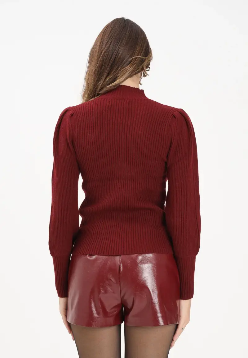 Maglioncino a collo alto bordeaux da donna miniatura 3