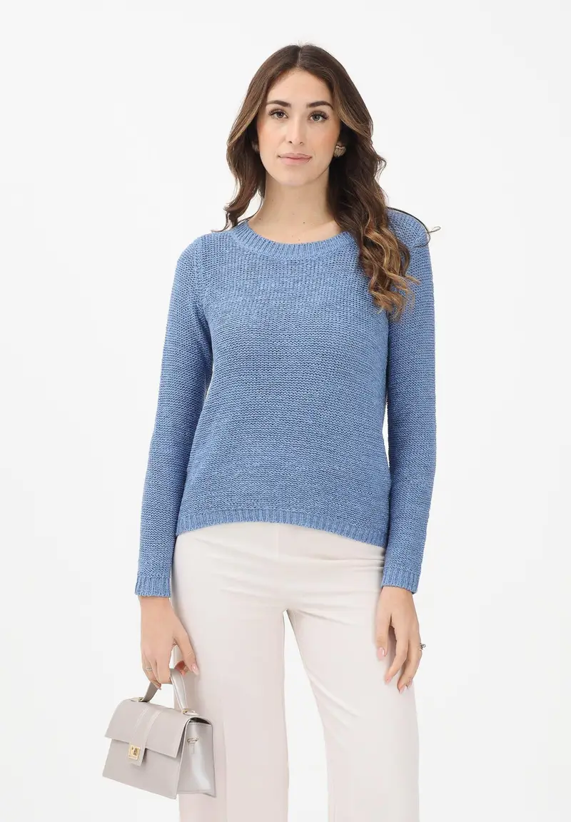 Maglioncino girocollo celeste da donna miniatura 2