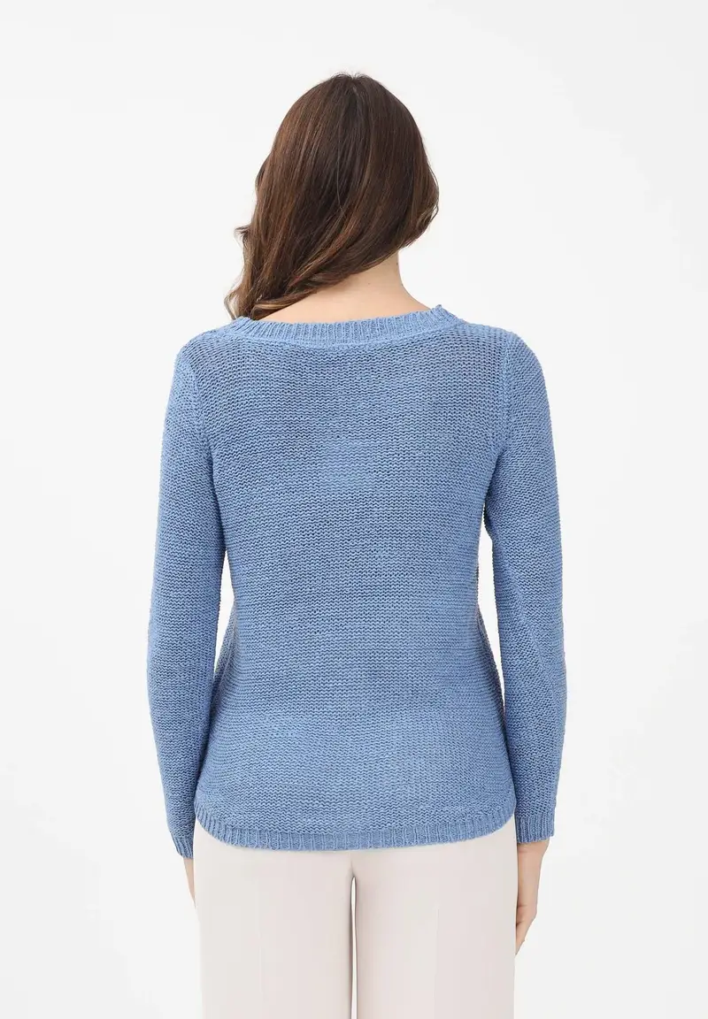 Maglioncino girocollo celeste da donna miniatura 3