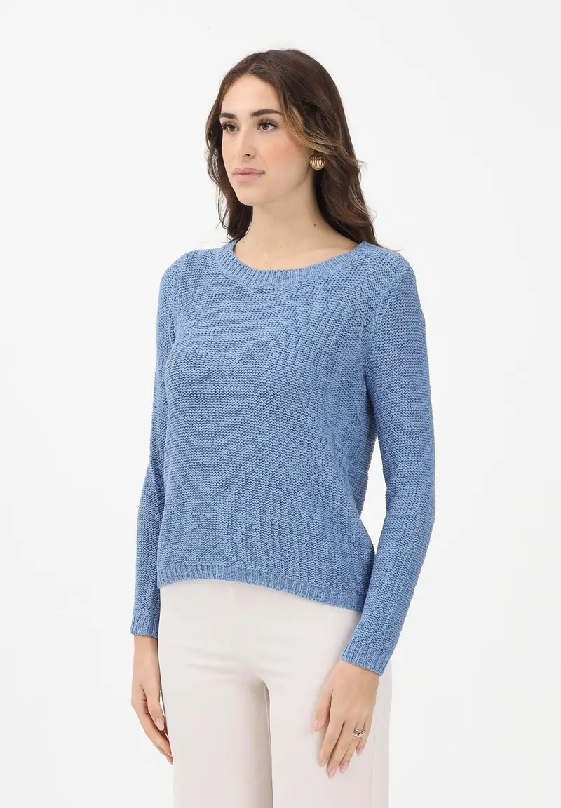 Maglioncino girocollo celeste da donna