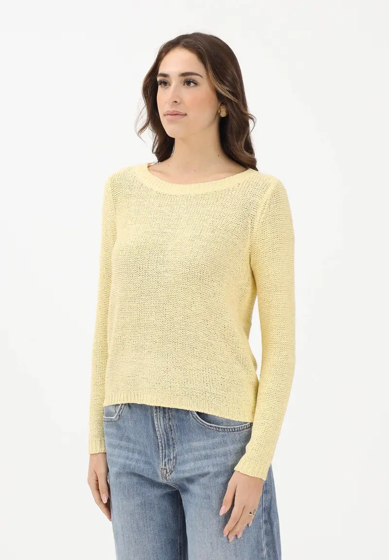 Maglioncino girocollo giallo da donna