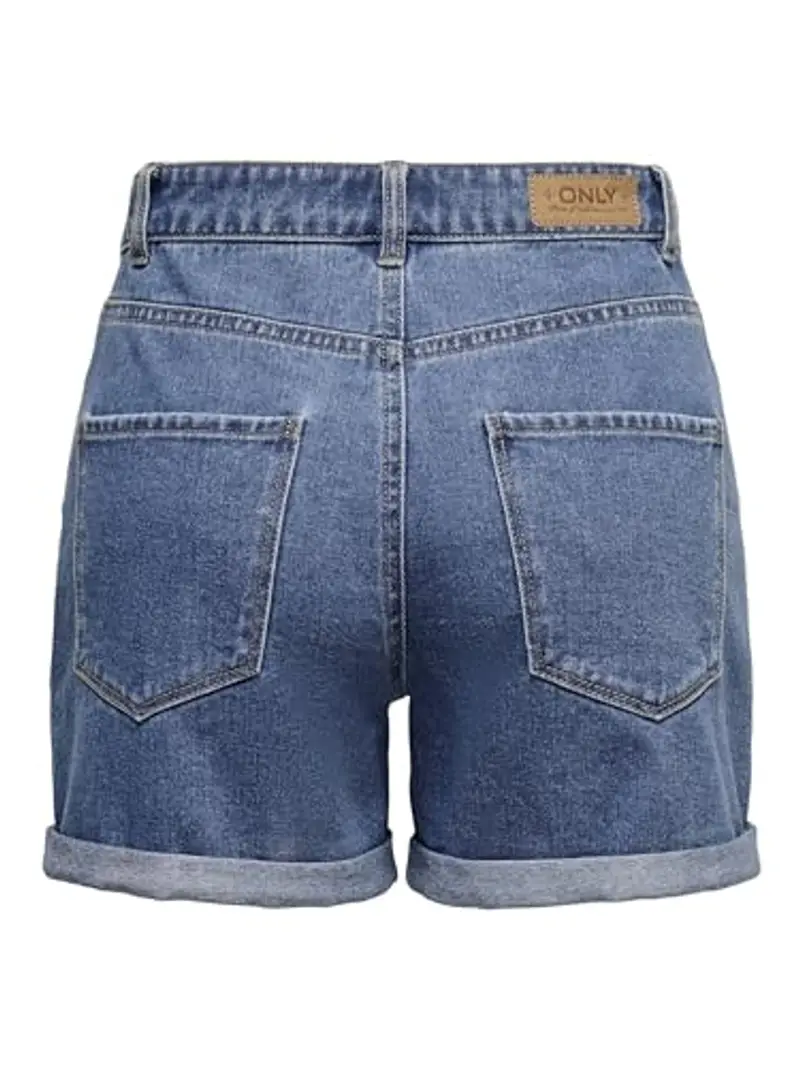 Only ONLVEGA Life HW Mom Shorts Noos Pantaloncini, Blu-3, L Donna miniatura 2