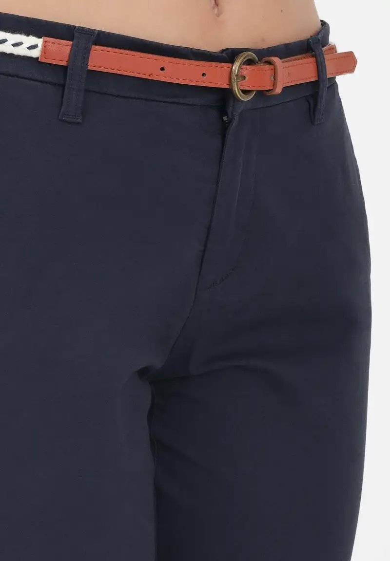 Pantalone blu da donna con cintura miniatura 3