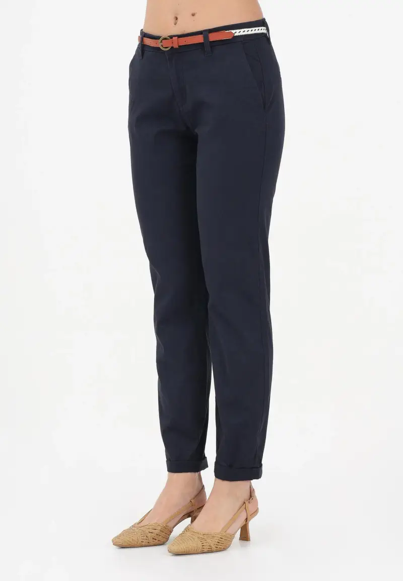 Pantalone blu da donna con cintura