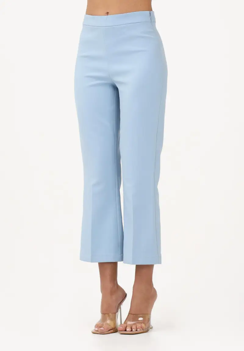 Pantalone cropped celeste da donna
