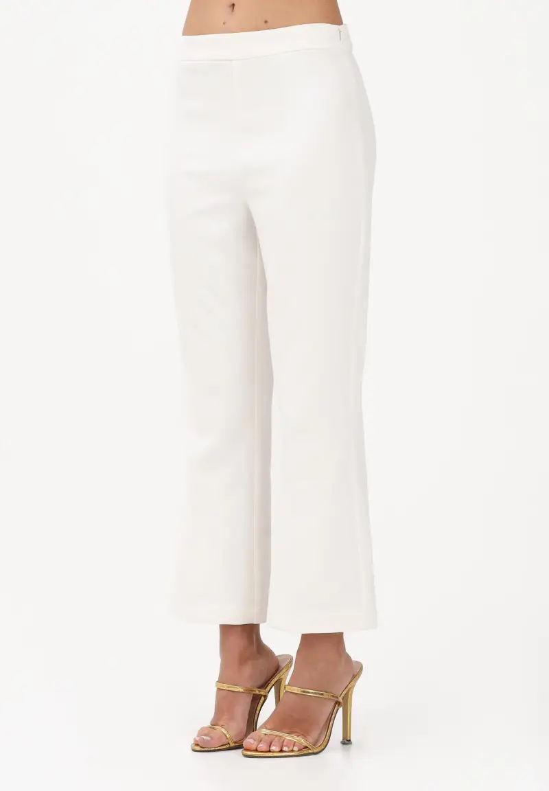 Pantalone cropped panna da donna