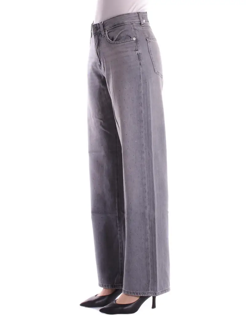 Pantalone Donna ONLY Medium grey Onlcobain reg wide rhinestone miniatura 2