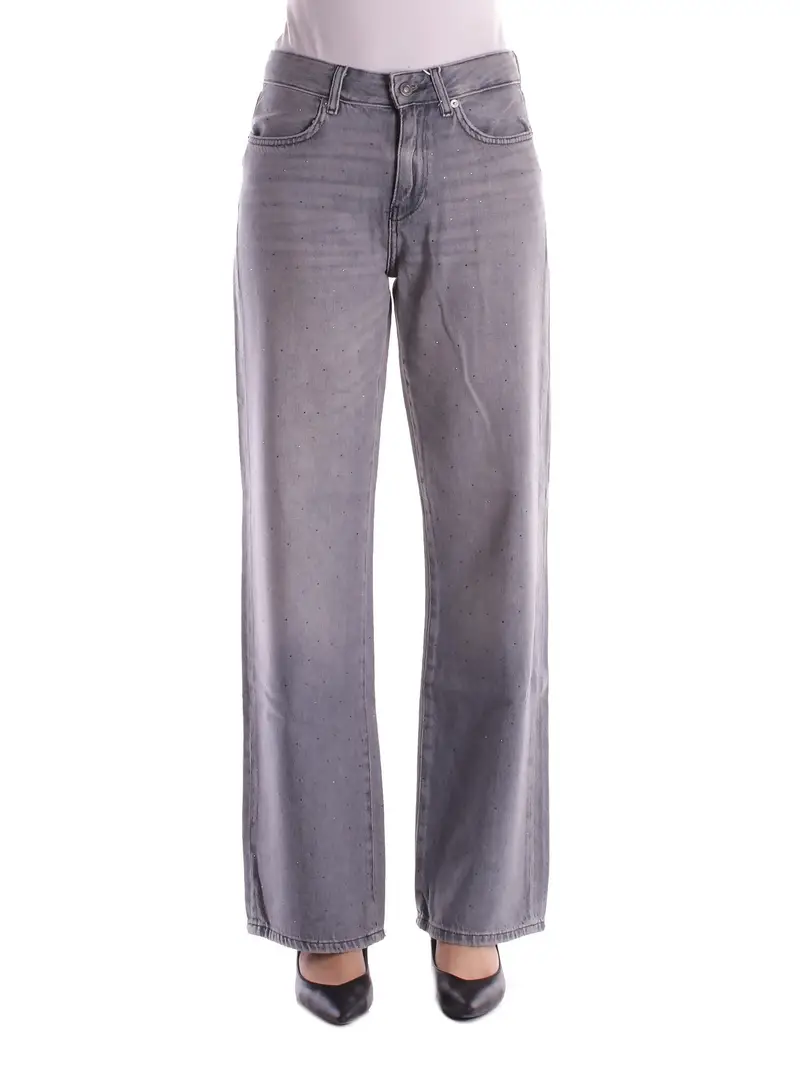 Pantalone Donna ONLY Medium grey Onlcobain reg wide rhinestone