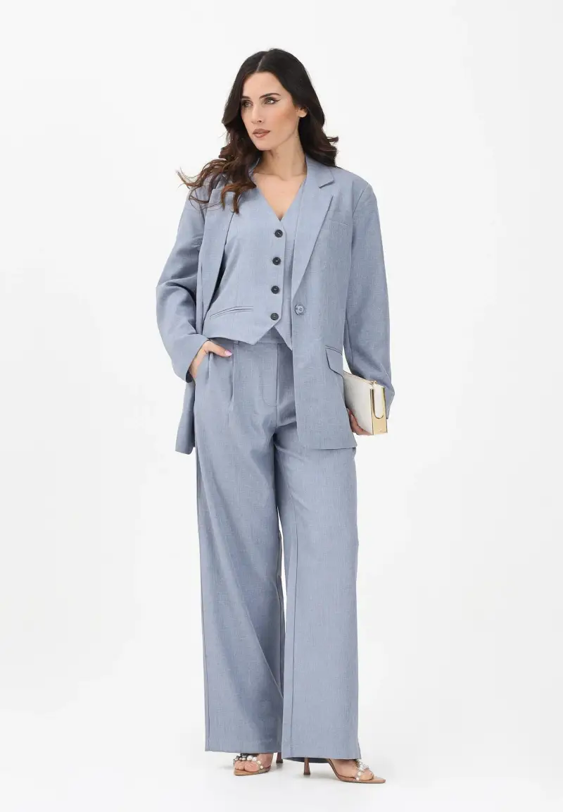 Pantalone elegante azzurro polvere da donna miniatura 2