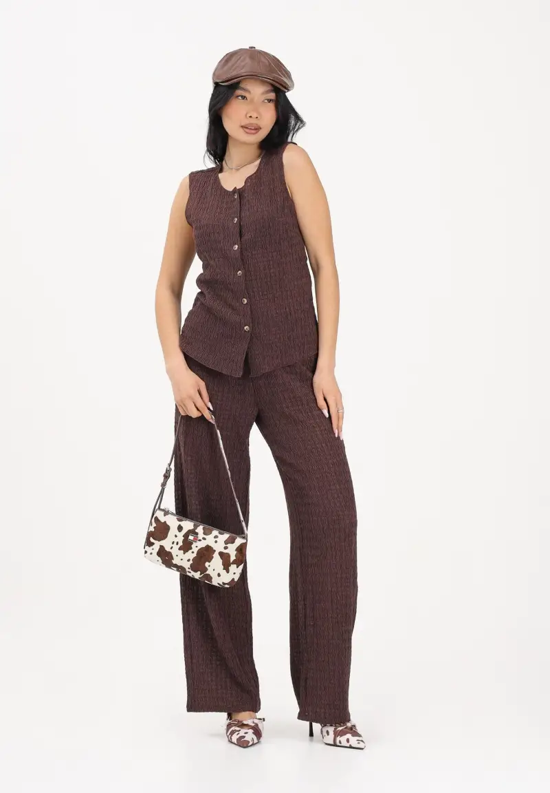 Pantalone marrone da donna miniatura 2