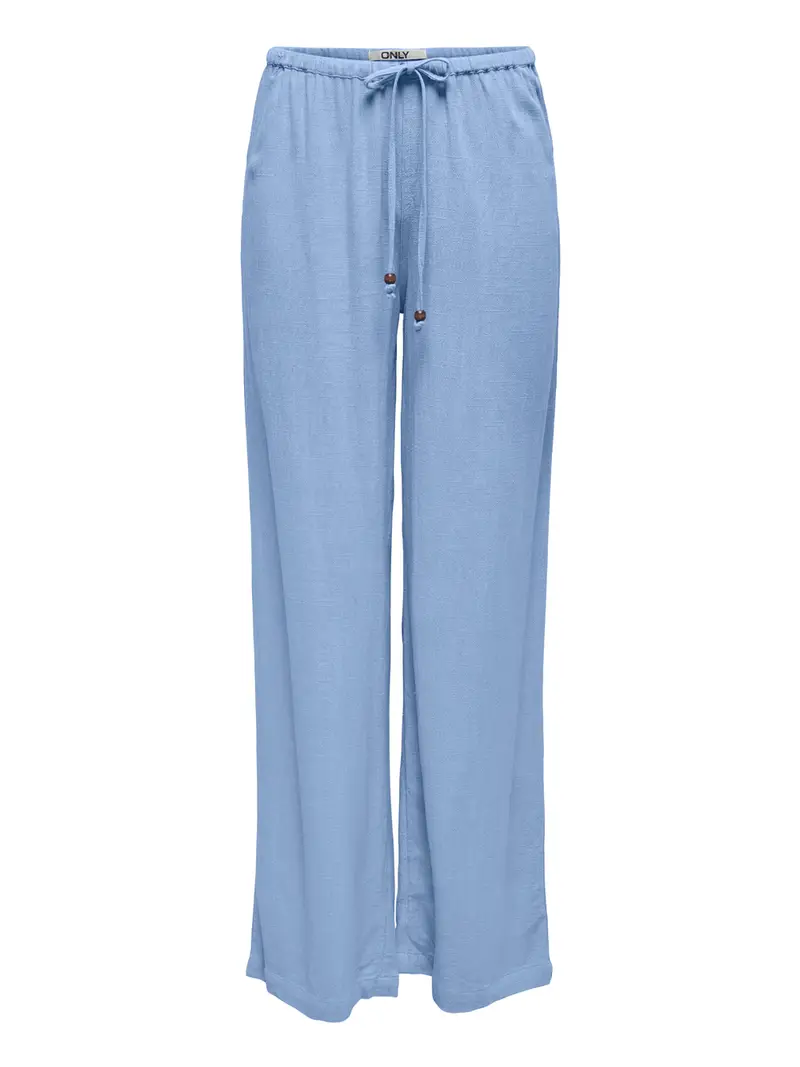 pantalone straight only solvi mw linen da donna - celeste